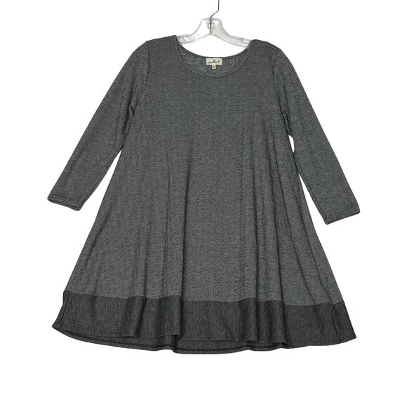 Anthropologie Dresses & Skirts - Anthropologie Puella Savant Swing Shift Dress Herringbone Elbow Patch Gray Small